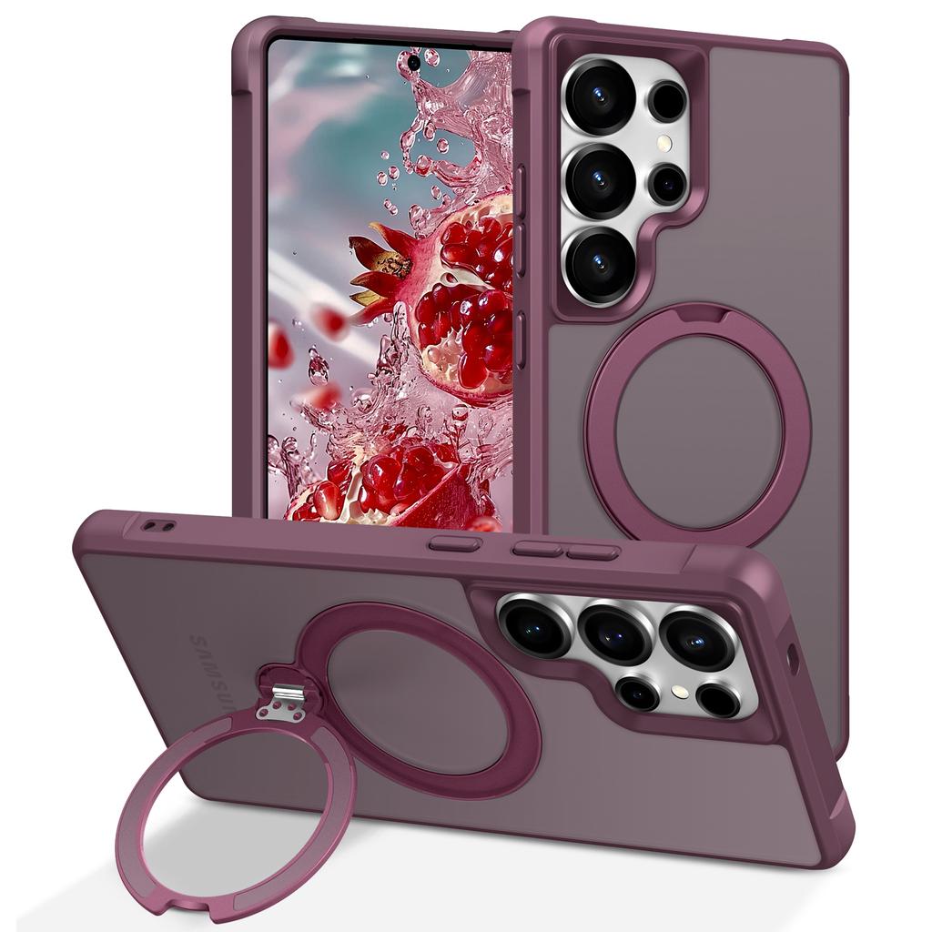 For Samsung Galaxy S25 Ultra Magnetic Case Kickstand TPU PC Shockproof Phone Back Cover