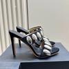 Fashion Star style Luxury Sequined Metal Rivet Decor Women Sandals Slippres Fashion Summer High Heels Mules Slides Female Party Shoes
