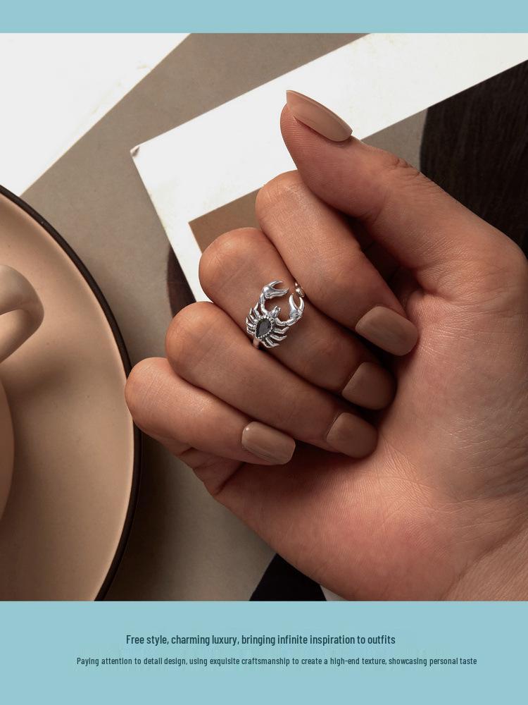 Yin Ziyun Retro Scorpion Open Ring: Unique 925 Sterling Silver Insect Bracelet