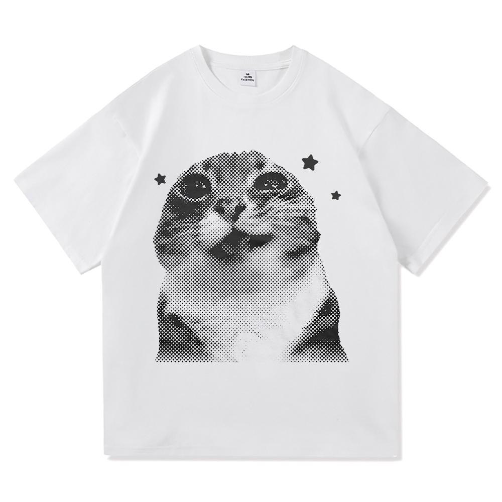Y2k Funny Cat Meme T Shirt I Do Not Think Therefore I Do Not Am Men/women Clothing Harajuku High Quality Tops Cotton Tshirts