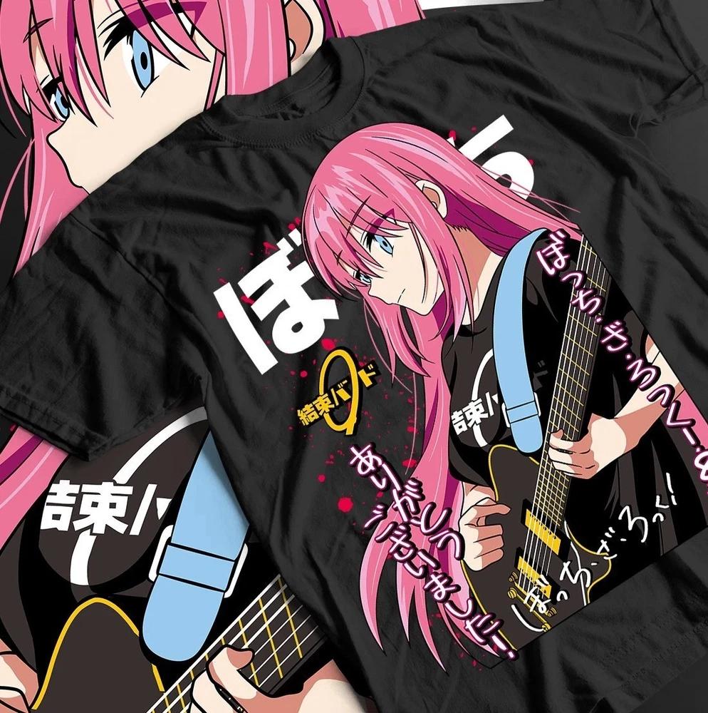 Kawaii Funny Tshirt Hitori Gotou Bocchi The Rock Tee Nijika TShirt Black S