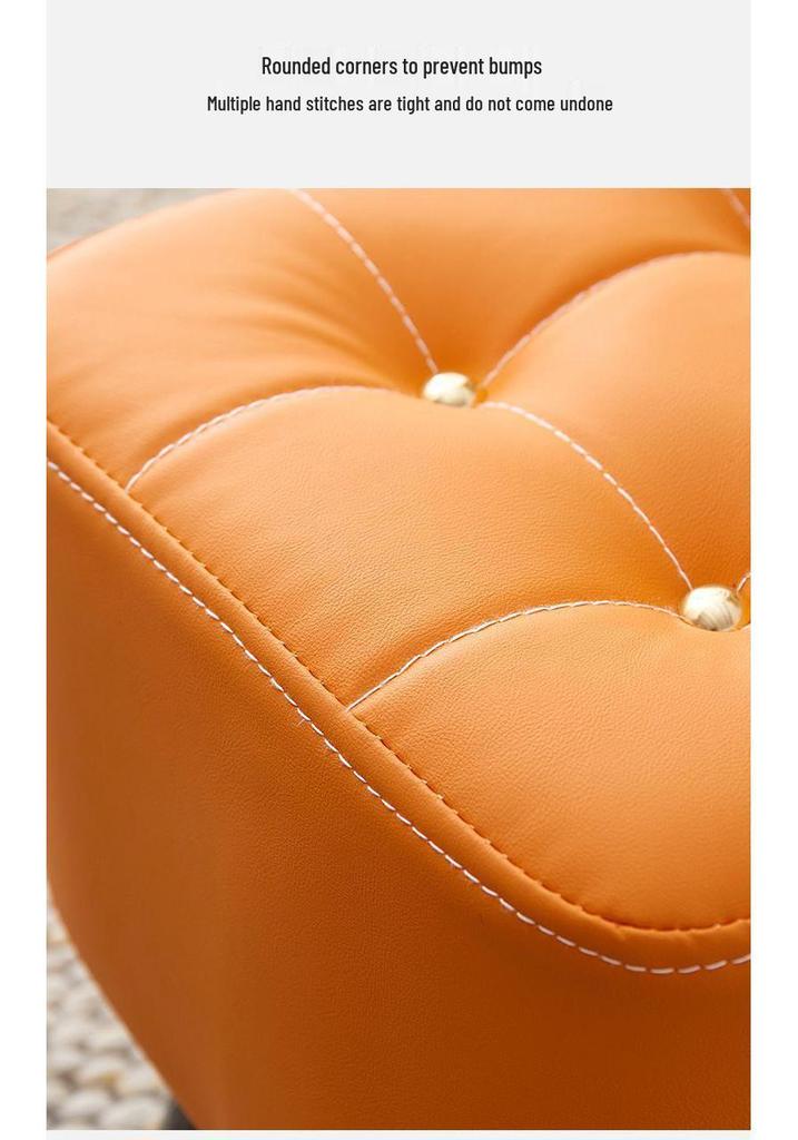 Solid Wood Footstool: Creative Tech Fabric, Multi-Use Coffee Table or Sofa Stool for Living Room