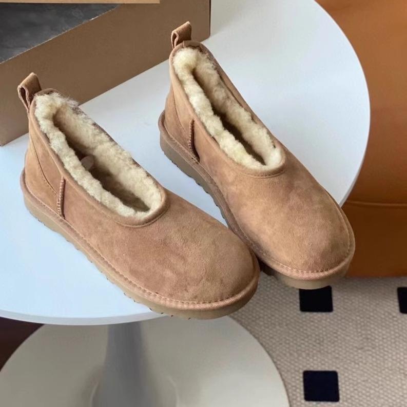 Autumn and Winter New Fur Integrated Snow Boots Female Grandma Shoes Ballet Low Top One Pedal Lazy Shoes Nun Shoes