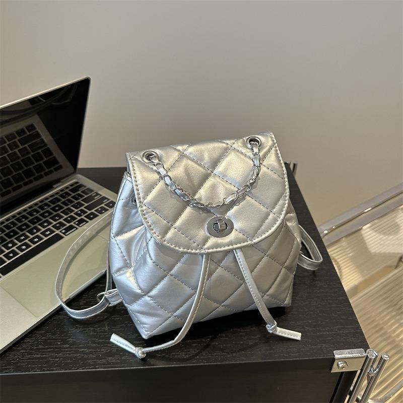 Rhombus Backpack Women's Fashion Summer New High-end Niche Design Chain Bag Small Women's Backpack