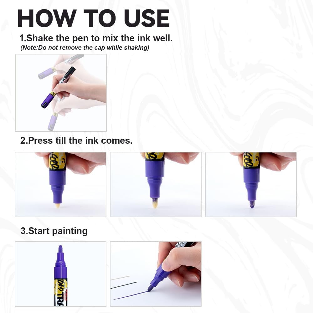 TRANSON 12 Colors Permanent Fabric Markers Oil Based Waterproof for Rocks Crafts Diy Painting Medium Tip