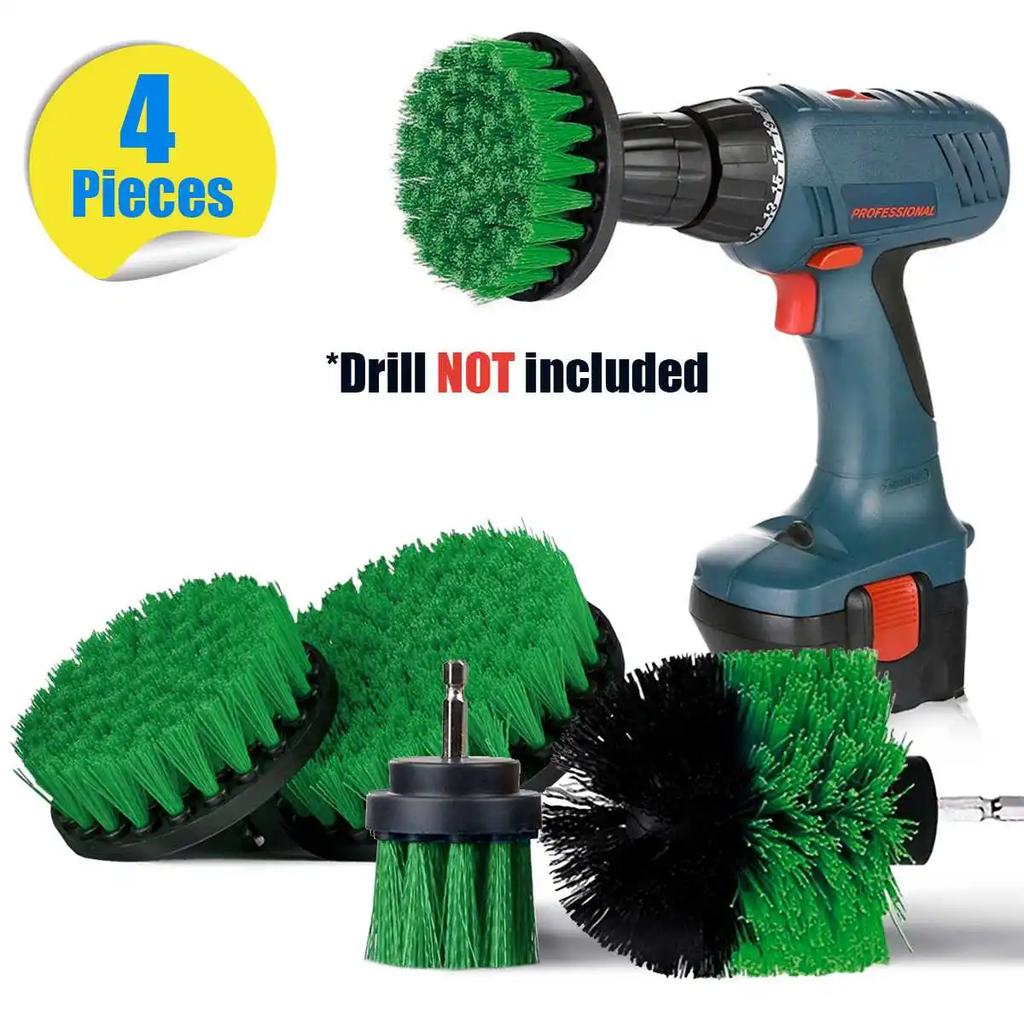 4PCS Drill Brush Cleaner Kit Power Scrubber Electric Brushes Drill Attachment Kit Power Scrub Brush for Cleaning Pool Car