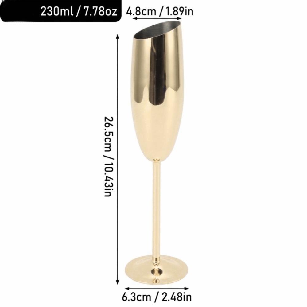 Vergoldetes Glas mit langem Stiel 304 Edelstahl Gold Champagnerglas Metallkelch Hochzeitsparty
