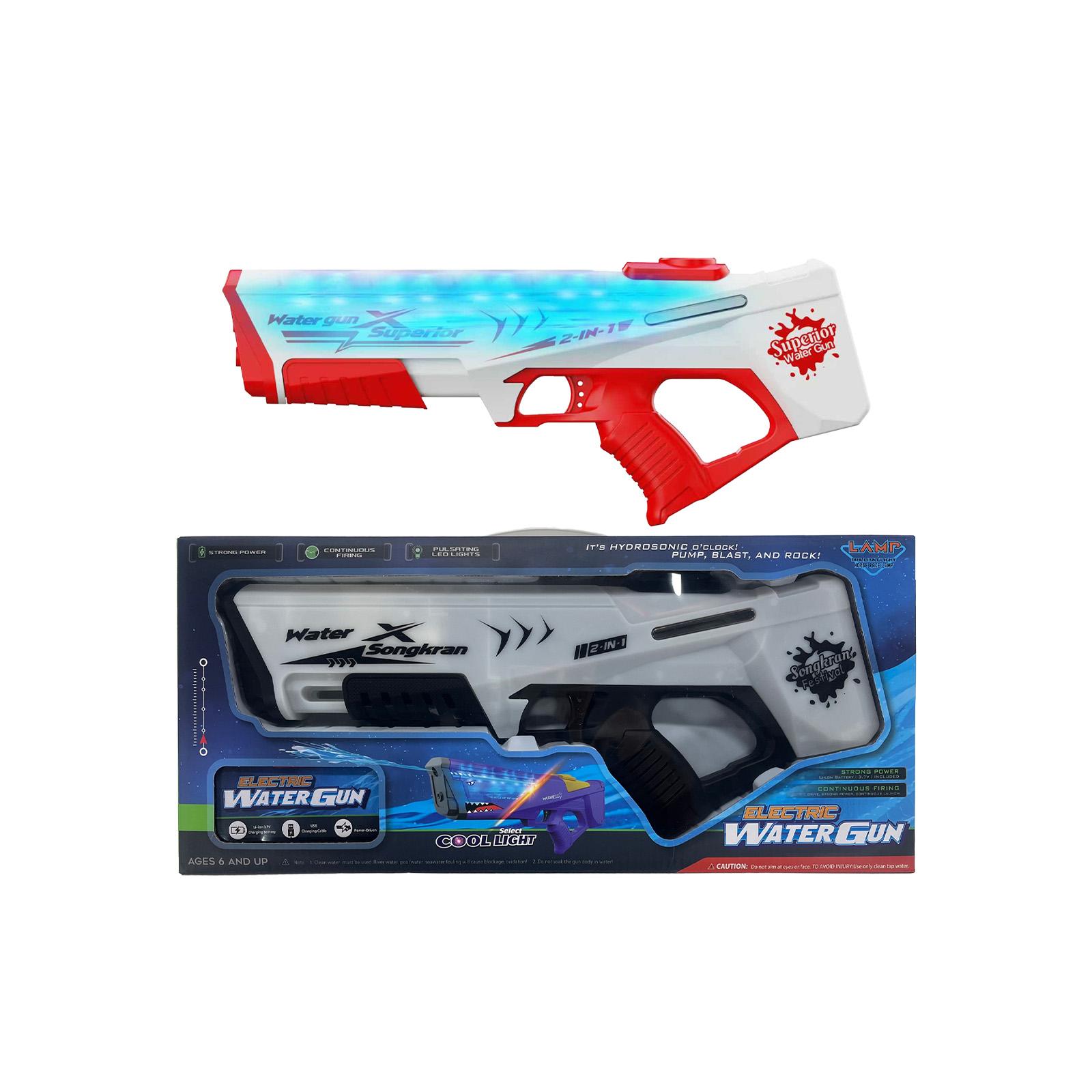 

Electric Water Gun with Automatic and Manual Modes Long Range Water Blaster LED Light Feature Rechargeable Battery Outdoor Water Toy for Kids One Size синий