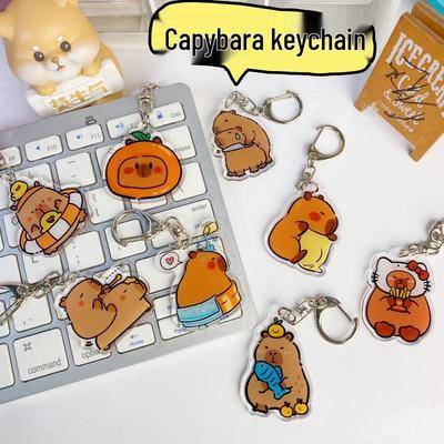 Double-Sided Acrylic Guinea Pig & Capybara Keychain – Cute, Funny Backpack Pendant, Small Gift