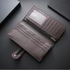 Minimalist PU Leather Men's Wallet Black Coffee Long Style Multiple Pockets High Capacity Retro Coin Purse Men Women