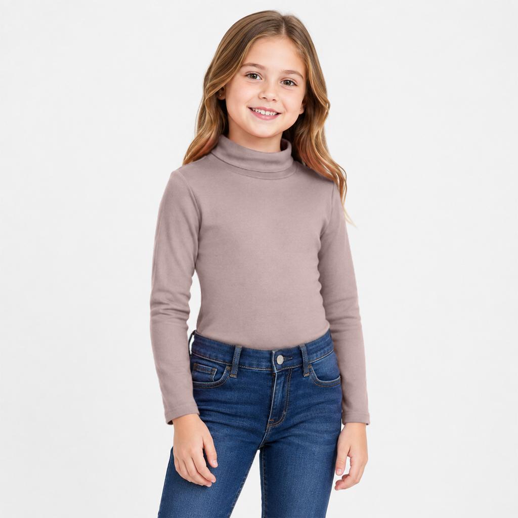 Unisex Kids Turtleneck Long Sleeve T-Shirt Color Winter Base Layer Top for Boys and Girls