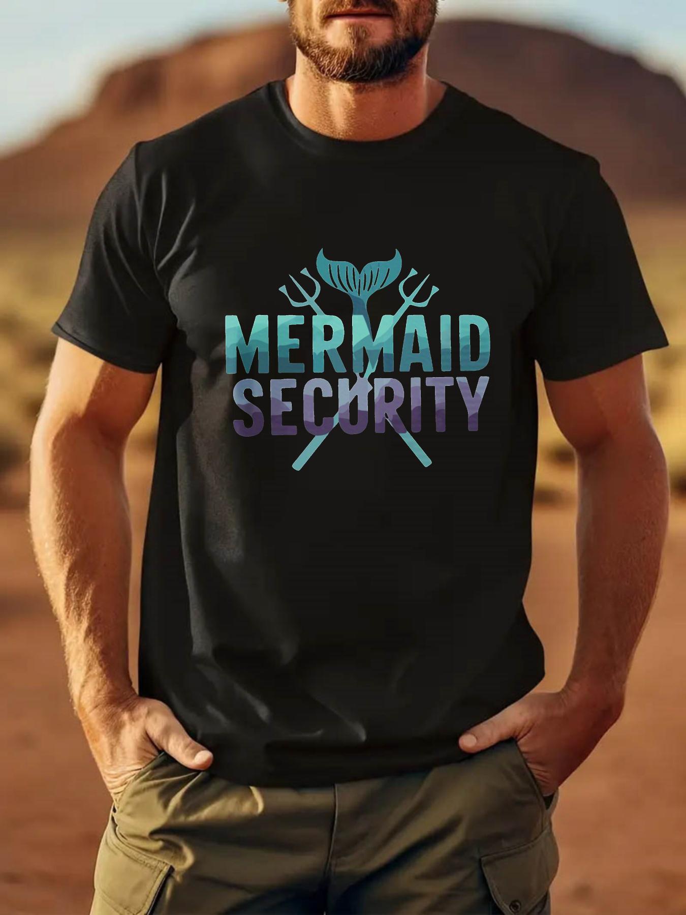 

Mermaid Security Graphic Men s T-Shirt Oversized Crew Neck Cotton Tee Summer Male Streetwear Casual Loose Tops Short Sleeve 5XL