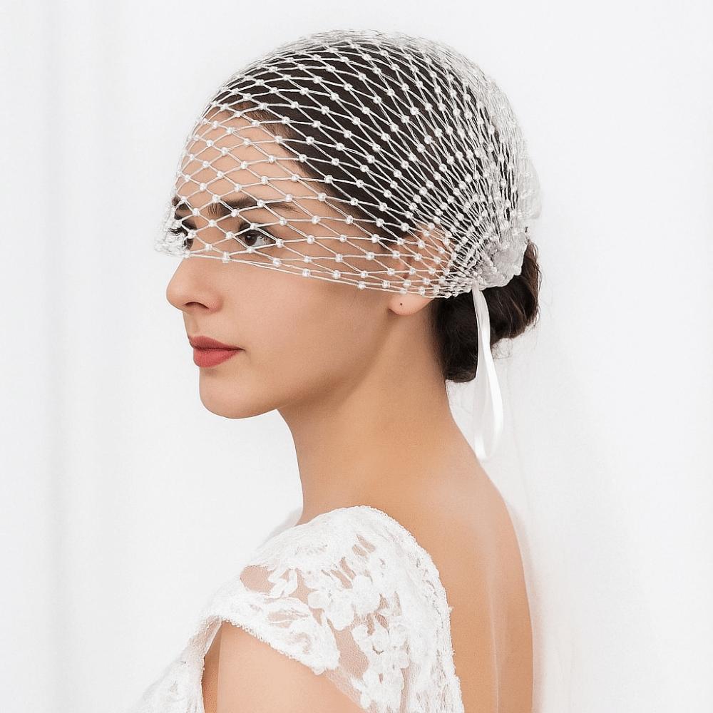 European American Style Fishing Net Headcover Hollow Out Bridal Headwear Beanies  Nightclub