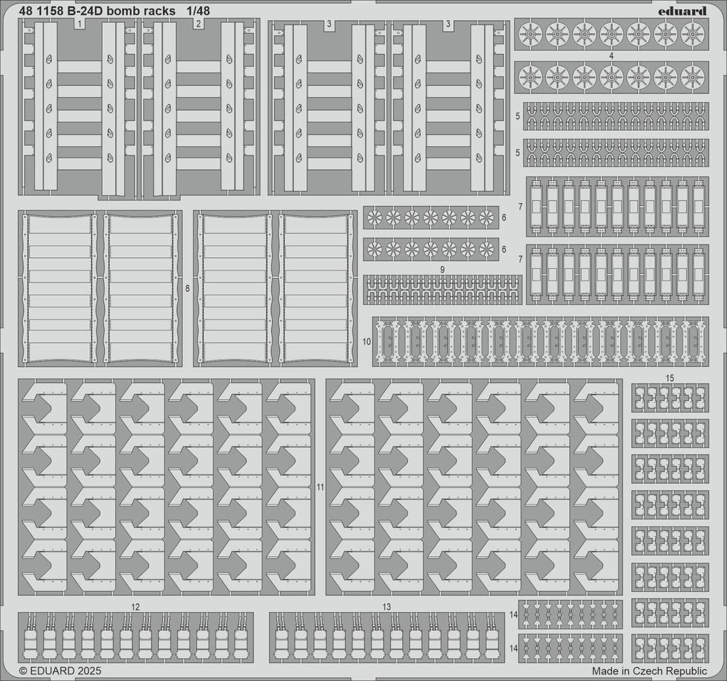 

Eduard 1/48 B-24D Bomb Rack Etching Parts (for Hobby Boss) Plastic Model Kit Parts EDU481158 (Airplane)