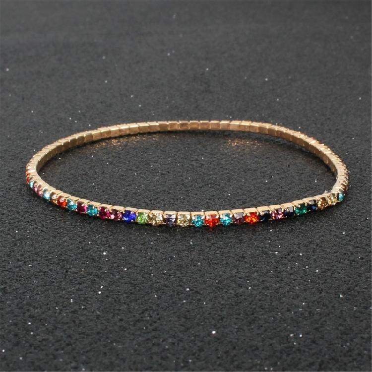 9Pcs Stackable Elastic Crystal Bead Bracelet Rhinestones Handchain Fashionable Stretch Wristchains Jewelry for Women