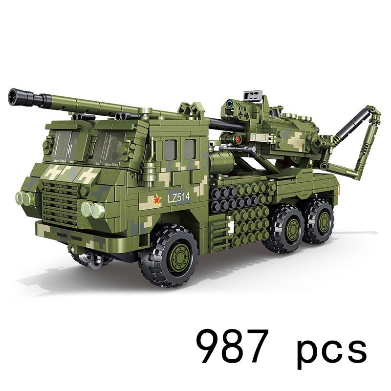China Modern Army Military Vehicle Trucks SCUD Launcher Sets Building Blocks Bricks Toys Tanks Antitank Missile Car DF-17 DF-41