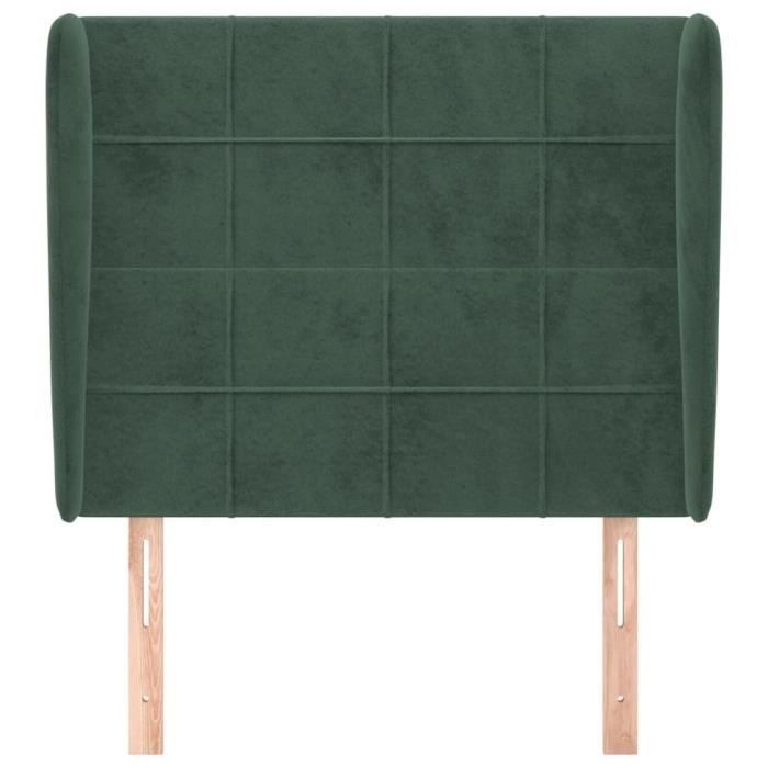 3118001 vidaXL Tête de lit avec oreilles Vert foncé 103x23x118-128 cm Velours