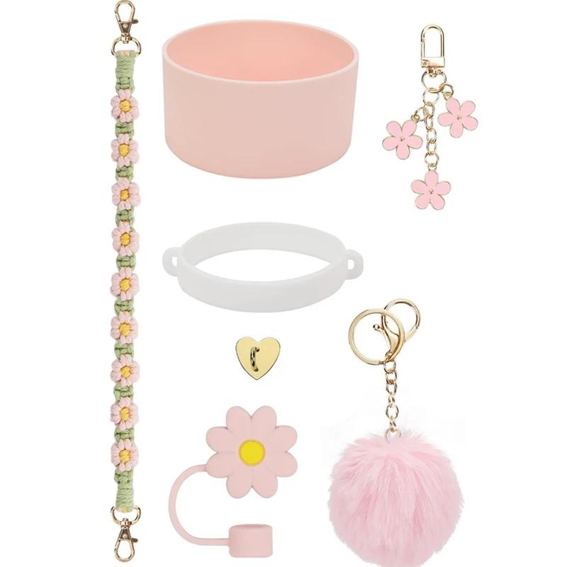 2024 New Cup Accessories for Cup 30/40oz Include 1 Water Bottle Handle Strap and Top Cover Fixed Cup Cover Straw Cover 3 Charms