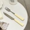 Cute Cheese Handle Tableware Set New Cream Wind Portable Outdoor Stainless Steel Steak Knife and Fork Four-piece Set