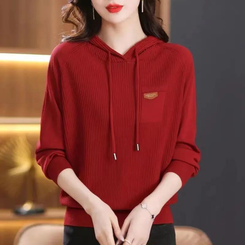 Women's Pullover Hoodie Loose Age-reducing Sweater Long-sleeved Versatile Top