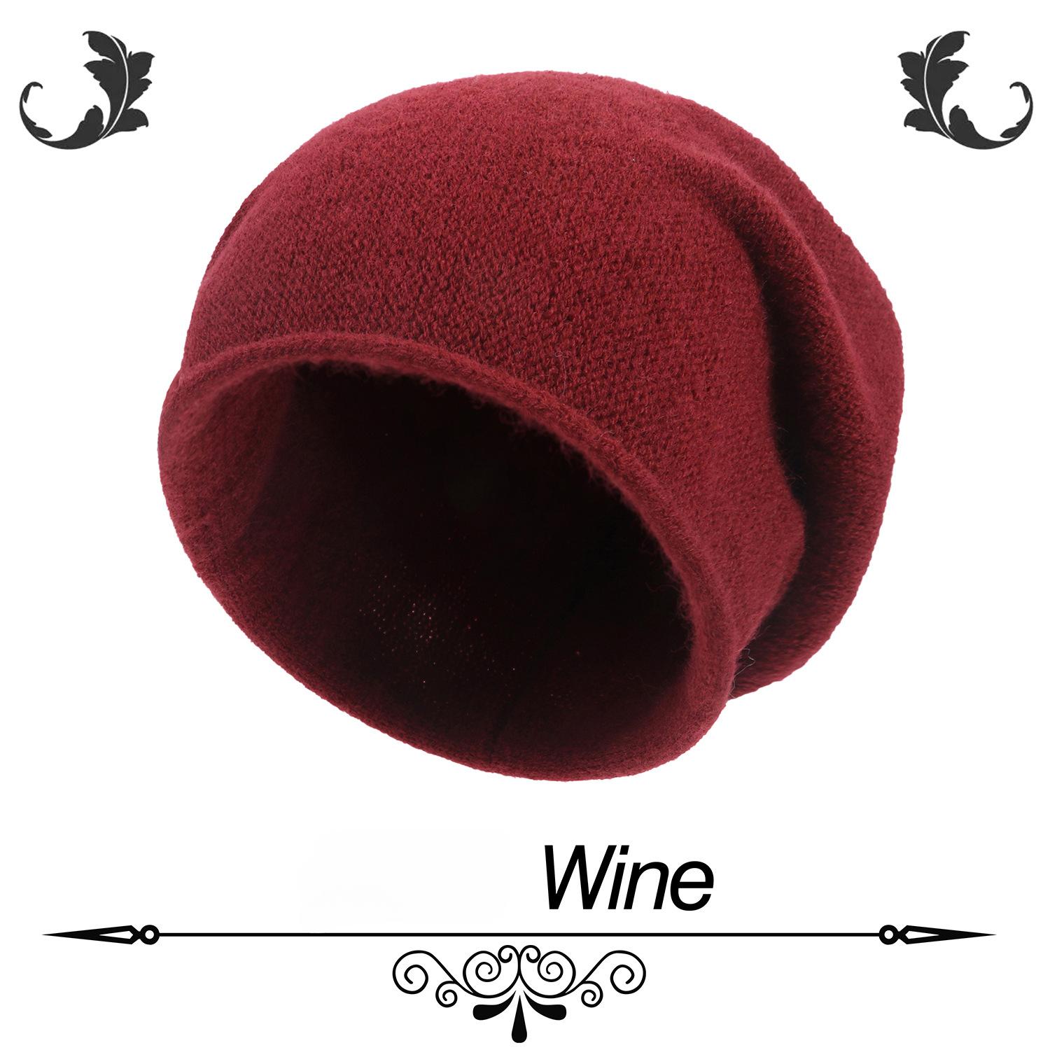 

Осенне-зимние шапки для женщин Теплые шапки с большой окружностью головы Холодные шапки Вязаные шерстяные шапки-пуловеры бордовый