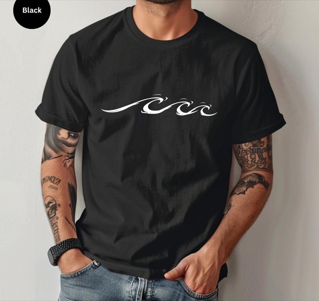 Minimalist Waves Surf Shirt Ocean Lover Gift Sweatshirt Gift Online Game Hoodie