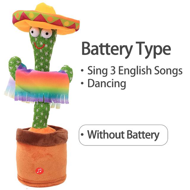 Dancing Cactus Electron Plush Toy Luminous Talking Twisting Cactus Doll Sound Record Repeat Toy Kid Education Toy Christmas Gift