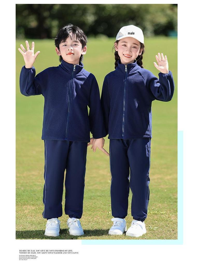 First Grade Autumn-Winter School Uniform: Cold-Proof Windbreaker 3-Piece Set Sportswear for Kindergarten
