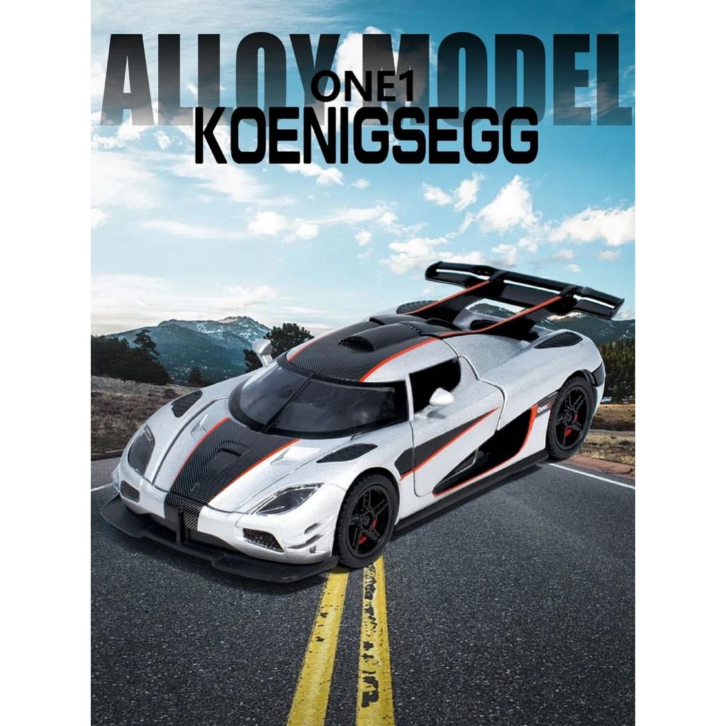1/32 Koenigsegg ONE 1 Model sportovního auta z hliníkové slitiny Odlitky Kovové závodní vozidla Model Simulace Zvuk a světlo Dětská hračka Dárek