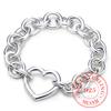 925 Solid Real Silver Bracelet Fashion Love Heart Bracelet 20cm For Teen Girls Lady Gift Women Wedding Jewelry Gift