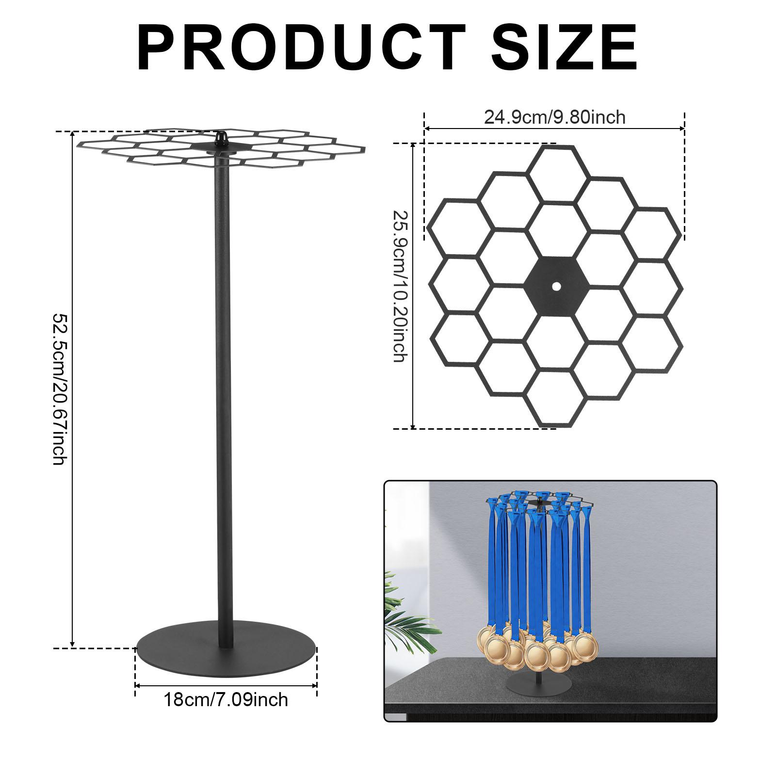 

Metal Medal Rack Tabletop Medal Holder about 45 Medals Capacity Medal Display Holder for Sports Rotatable Medal Hangers Display чорний