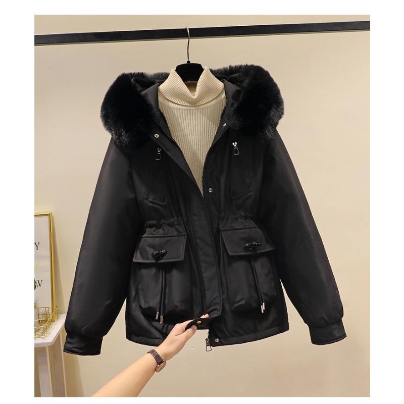 Hooded Down Cotton-padded Jacket with Down Thickened Cotton-padded Jacket Winter Short Jacket