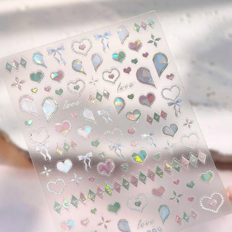 

Season Love Heart Bow Tie Glass Broken Nail Sticker Waterproof Nail Sticker Decorative Decals Ornament M999 1000 M999 (Broken Glass)