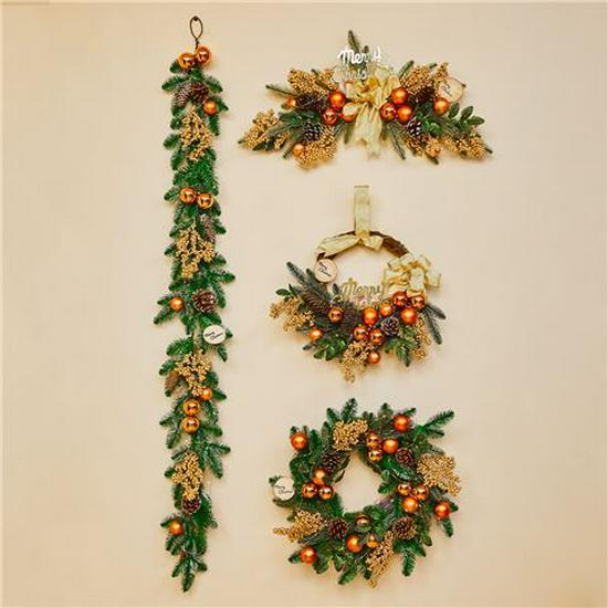 50CM Christmas Wreath & 2.7M Garland Set - Festive Door & Wall Decor