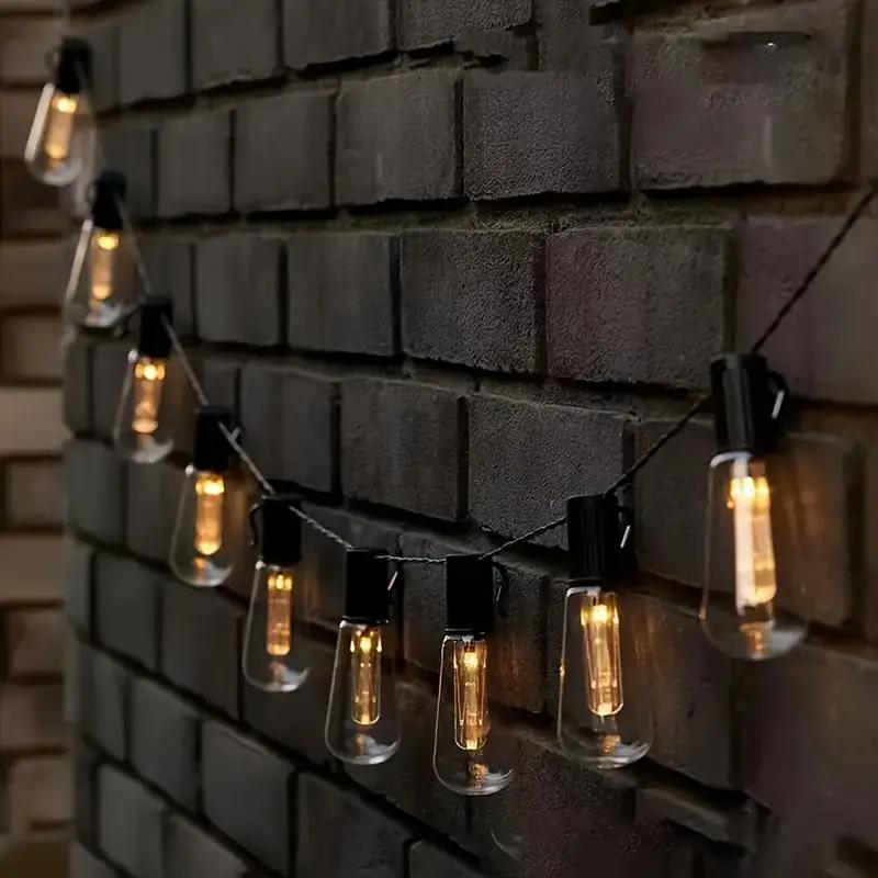 Solar Powered LED String Lights Highlight Outdoor Shatterproof Big Bulbs Garden Holiday Decor Waterproof Lights Camping Light