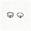 Korean Style Blue Pupil 925 Sterling Silver Ring with Irregular Texture - Women's High-End Fashionable Jewelry Trend 2026.