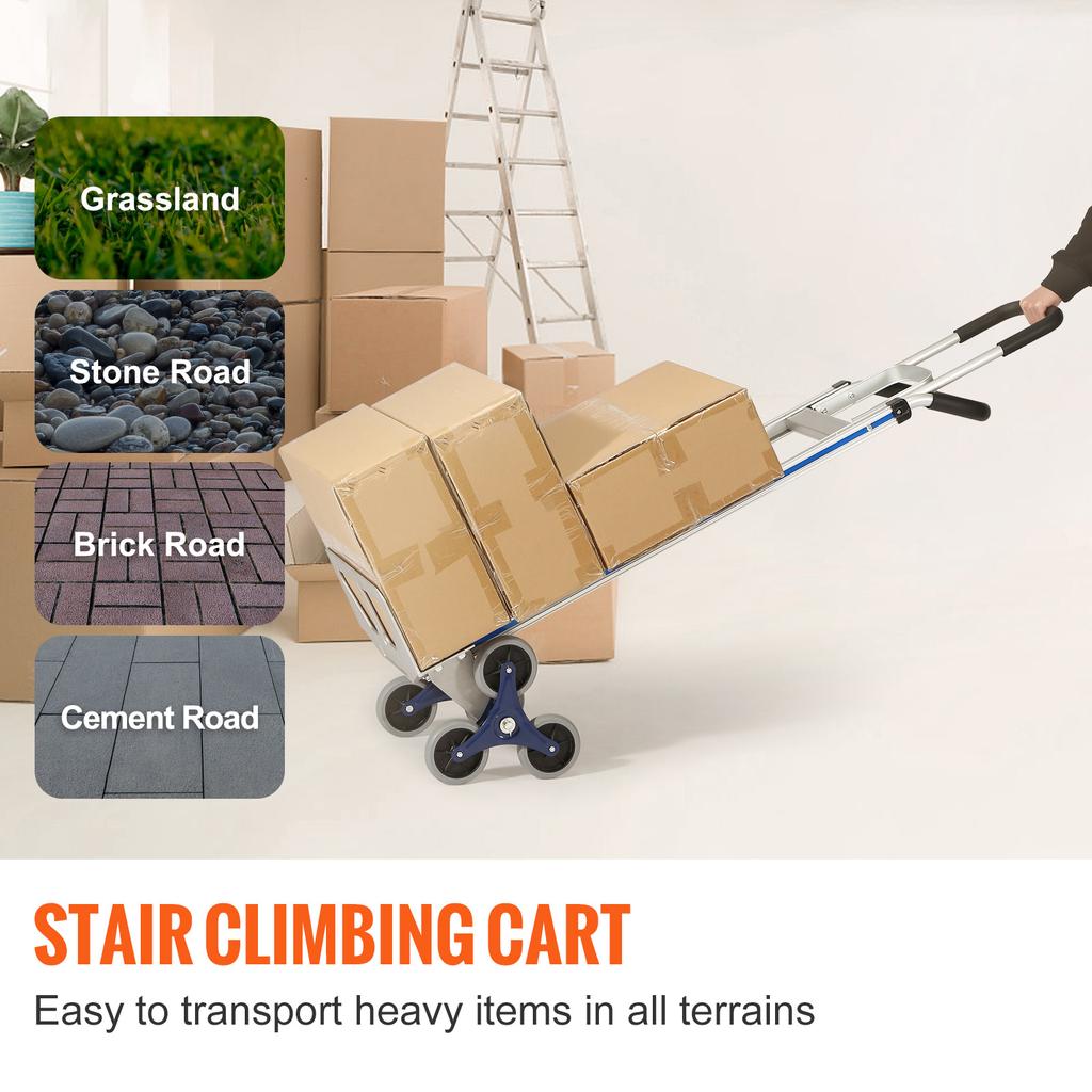 SucceBuy 550LBS Treppensteiger-Karre Faltbarer Trolley Schwerlast mit Doppelgriffen LKW-Gestell für Lagerhaus Einkaufen Flughafen