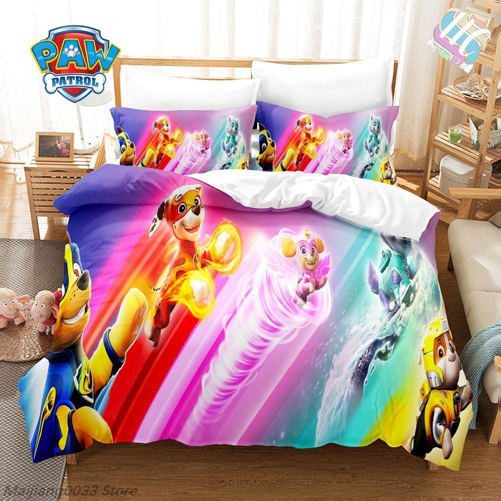 Paw Patrol Bedding Set 3Pcs Duvet Cover Chase Marshall Skye Rubble Rocky Zuma Everest Ryder Kids Boys Girls Gift