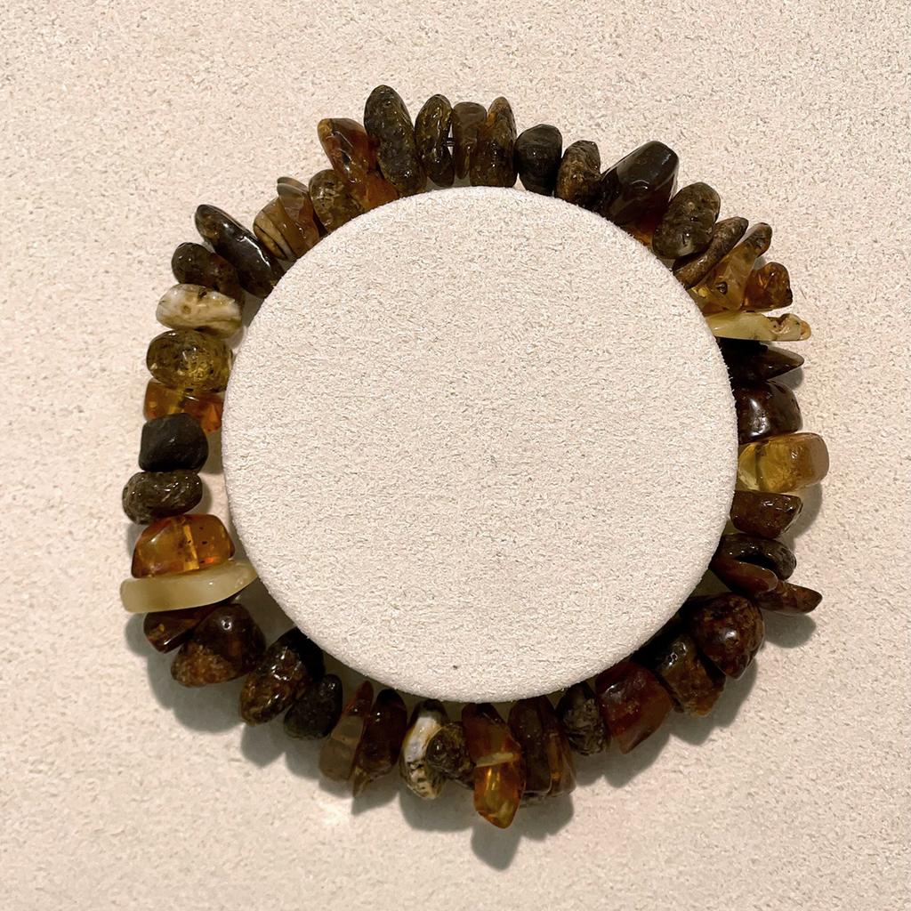 1 Stück, Natürliches Mehrfarbiges Bernstein Freeform Splitter Armband 7×11mm 18cm, Gemischtes Rohes Bernstein Unregelmäßiges Elastisches Stapelarmband