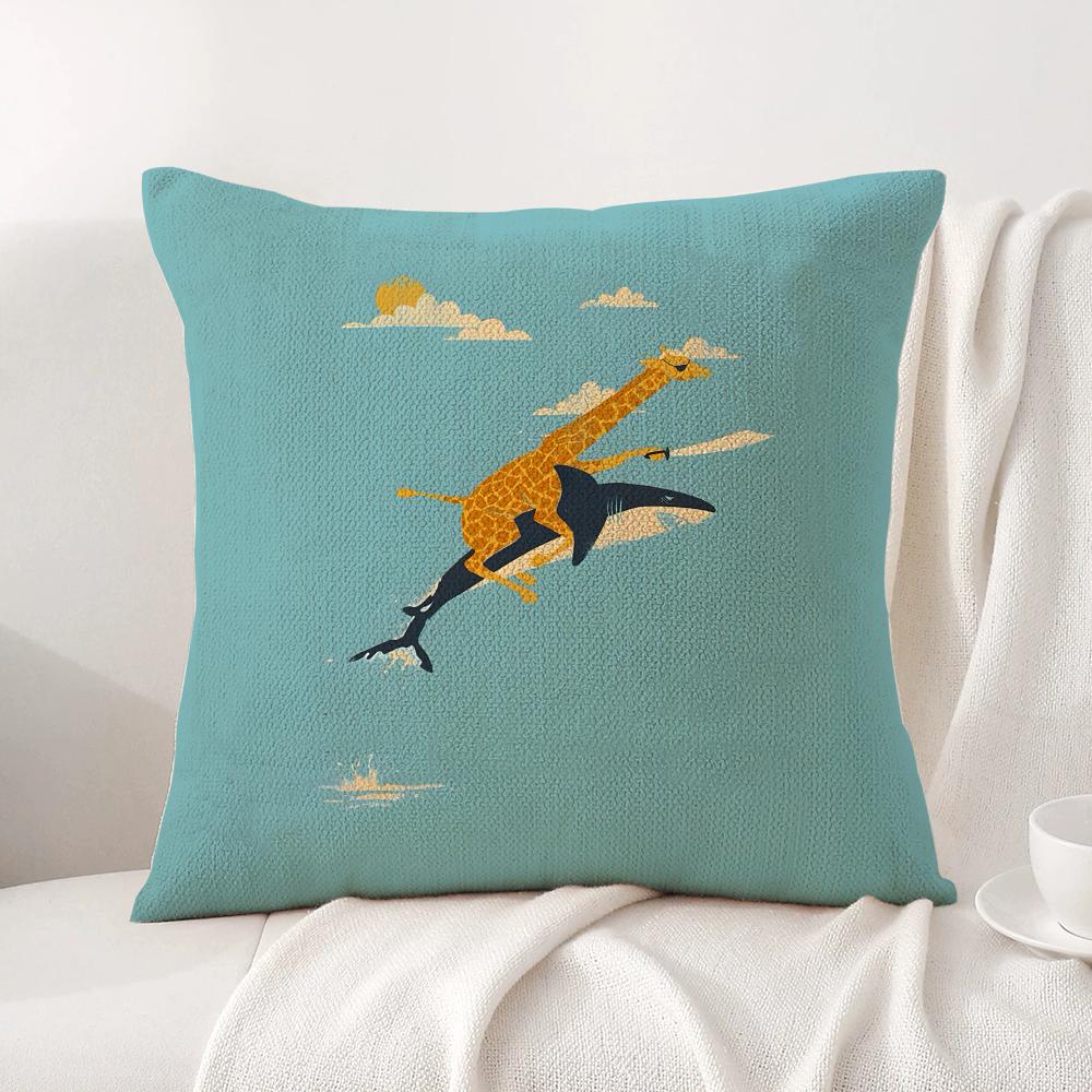 Classic Abstract Animals Cushion Cover Natural Linen Organic Fabric DoubleSided Printing Sofa Home Decor Gift Pillow Cover