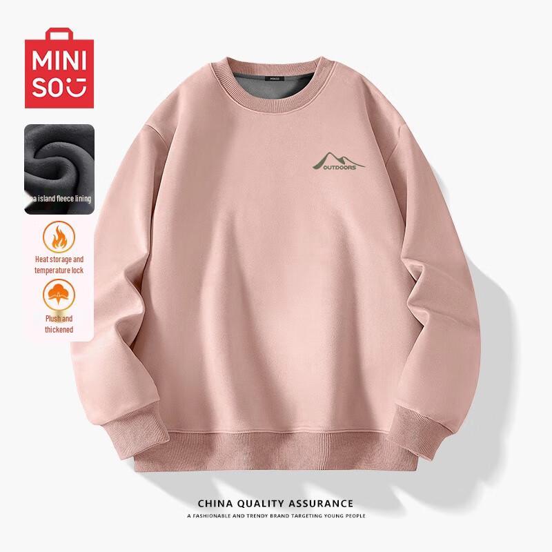 MINISO Men's Oversized Suedette Fleece Crew Neck Sweatshirt