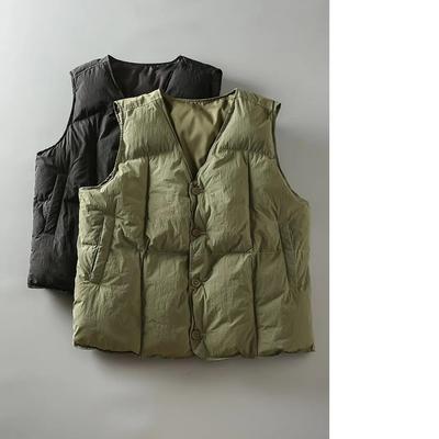 Stile Nuovo Invernale Giapponese Retrò Casual Leggero Caldo Gilet da Uomo Scollo a V Spallina Giacca Trendy Larga