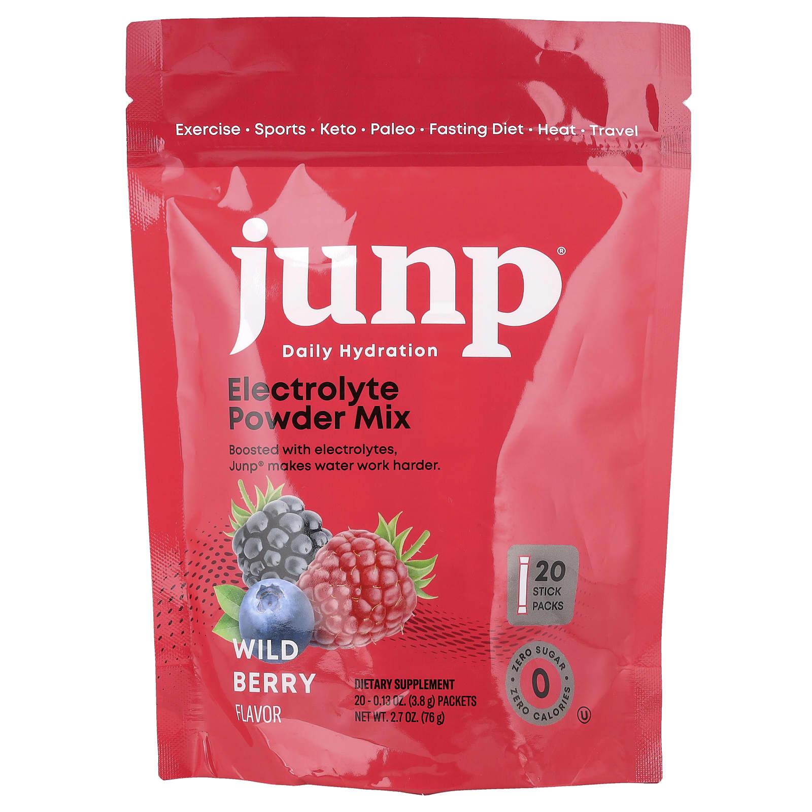 

JUNP Hydration, Electrolyte Powder Mix, Wild Berry, 20 Stick Packs, 3.8g (0.13oz) Each