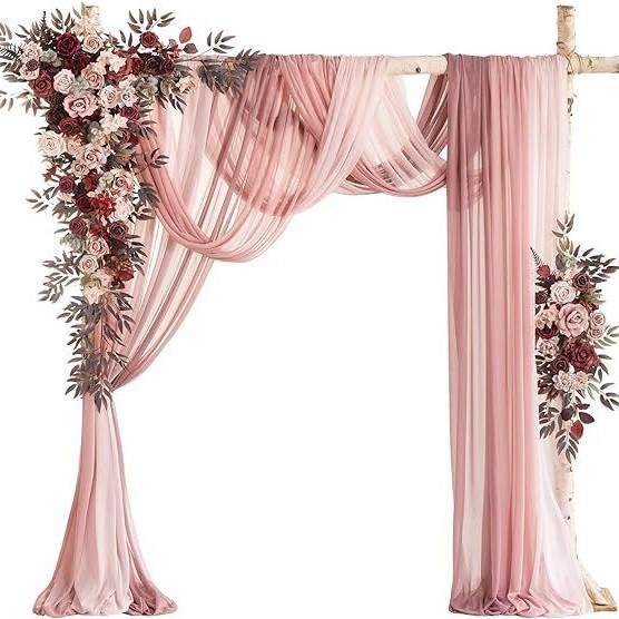 Luxury Wedding Arch Flower Six-Piece Set - 2 Pieces Flower Game 3 Pieces Curtain 1 Arch Suitable For Wedding Diy Decoration