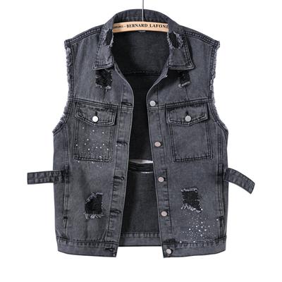 Grote Maat Jeans Vest Dames Middellang Los Retro Casual Gat Mouwloos Vest Jeans Jas Jas