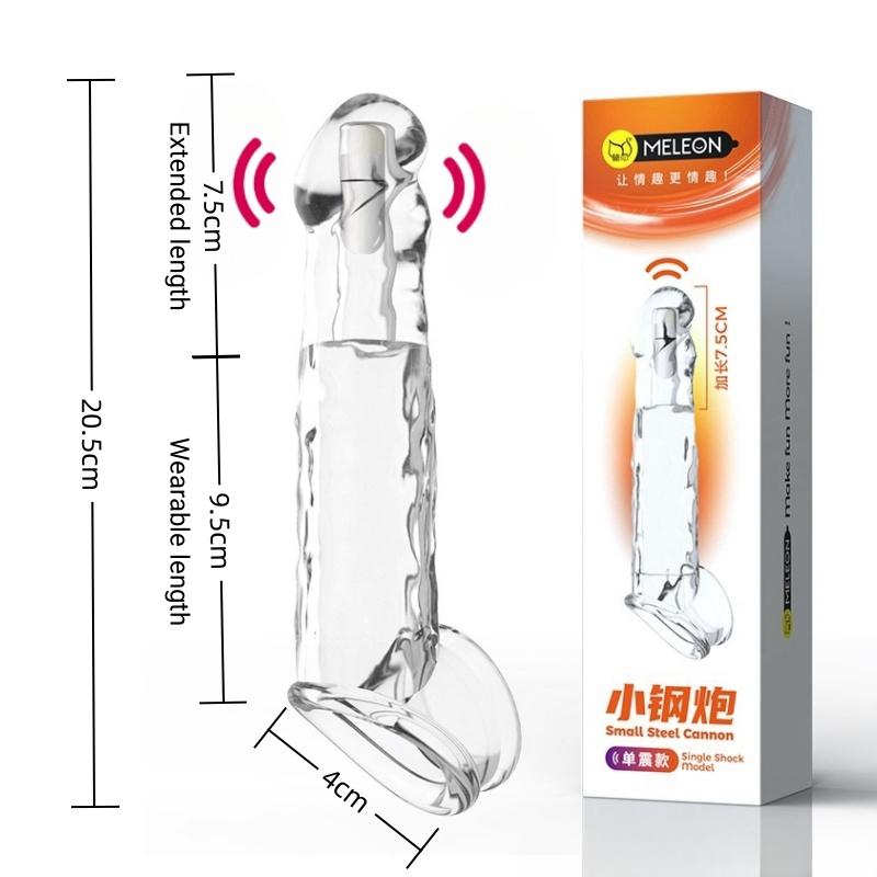 MELEON Penis Extension Sleeve Vibrator Extender Reusable Condoms Soft Delay Ejaculation Dick Sleeve Adult Sex Toys for Men