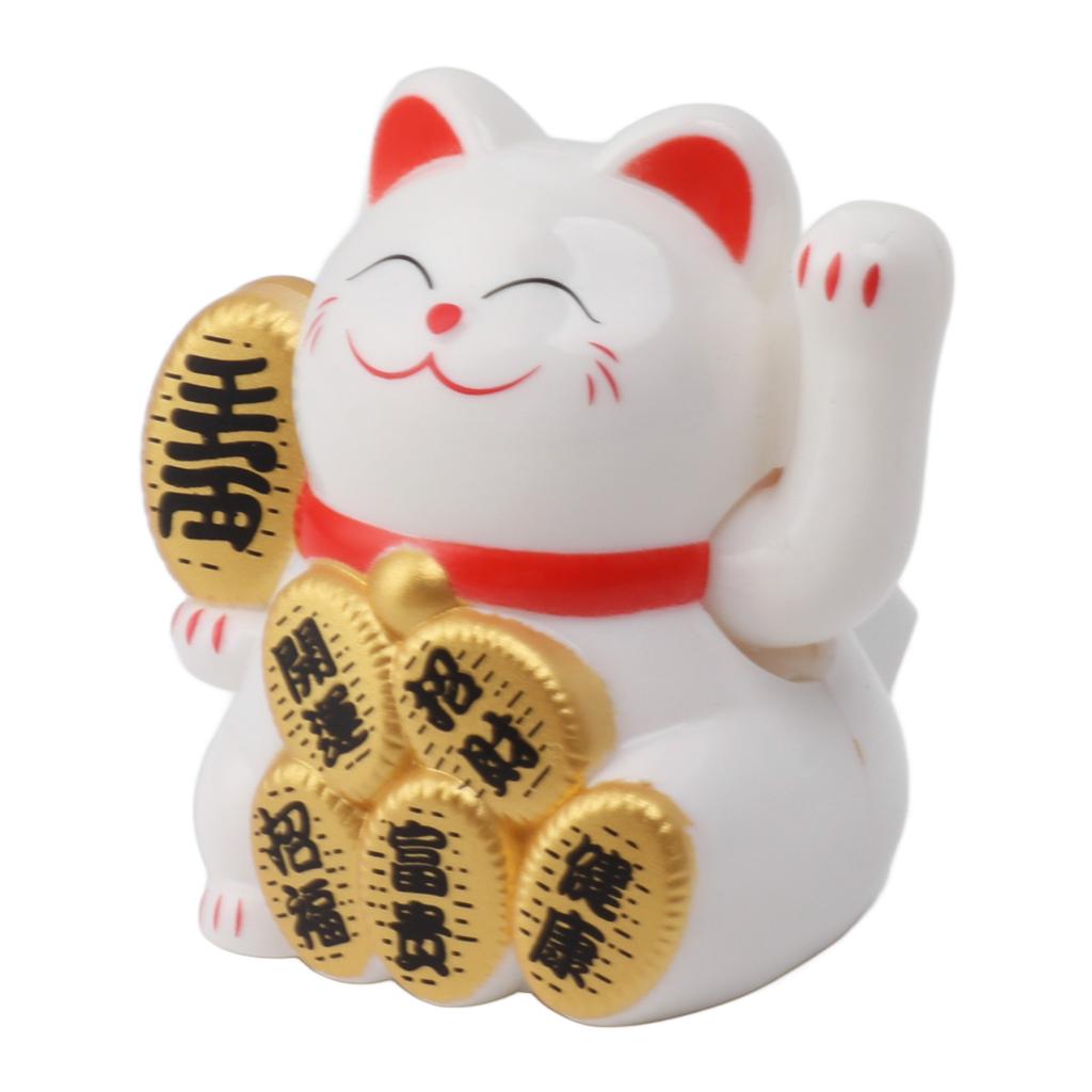 Solar Powered Lucky Cat 2 Inch Mini Cute Solar Waving Cat Lucky Wealth Welcoming Cat for Home Car Decoration