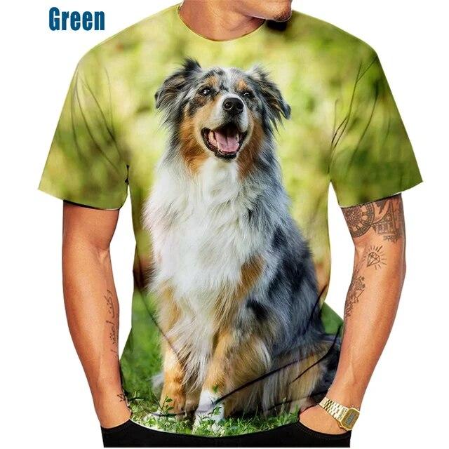 Unisex roztomilý pes 3D-Druckmuster Top tričko Border Collie Sportovní tričko Freizeitkleidung