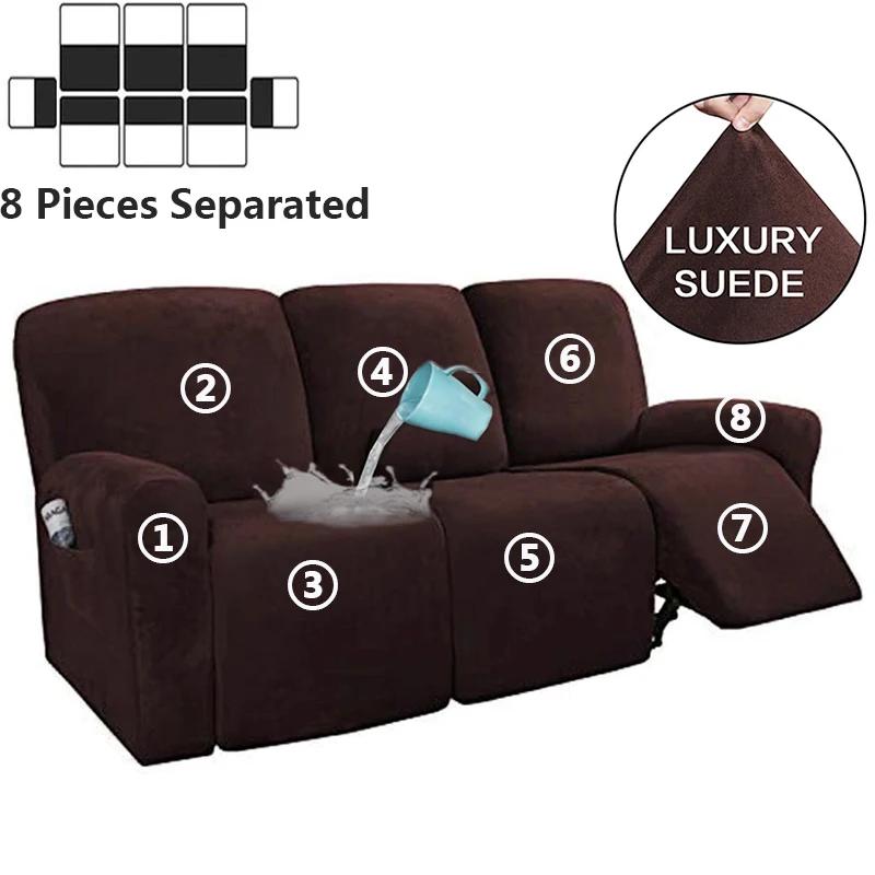 1 2 3 Seater Water Repellent Recliner Sofa Cover Elastic Spandex Relax  Chair Cover for Living Room Armchair Sofa Covers
