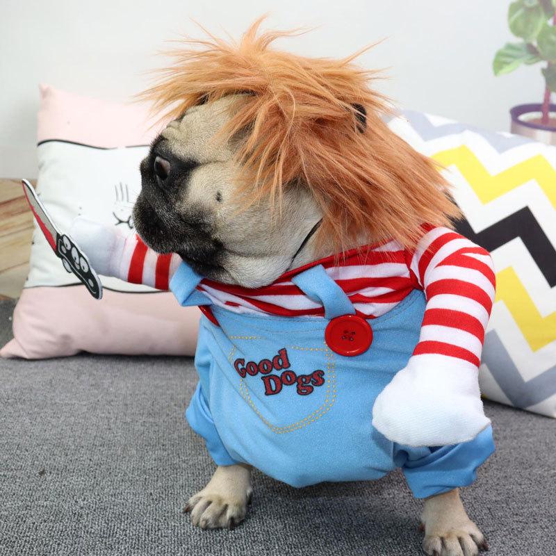 3D Killer Doll Dog Costume - Halloween & Christmas Prank Outfit for Pets